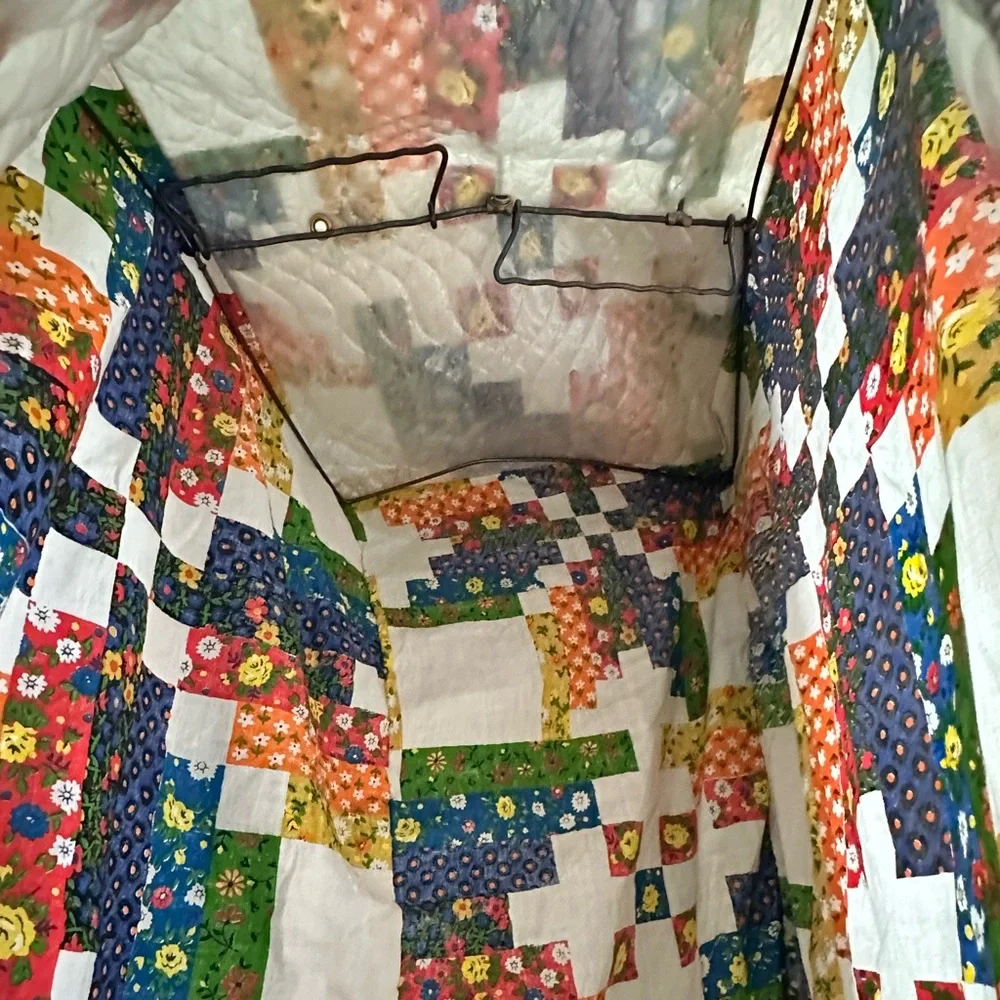 Vintage Large & Deep Quilted Floral Patchwork Garment / Dress Holder / Bag.